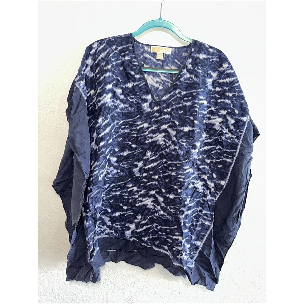 MICHAEL KORS COLLECTION 100% Silk Tie Sleeve Top Size S/M Kimono Peasant Style